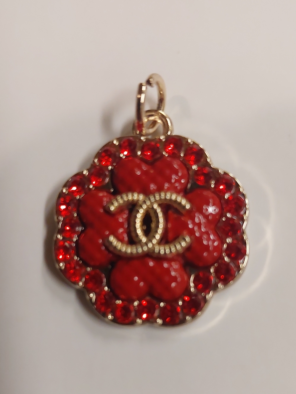CC Red Floral Crystal Charm Pendant